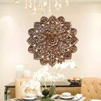 30" Hand-Carved Lotus Wall Art | Zen MDF Wood wall Sculpture for Spa & Meditation Spaces