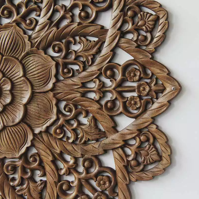 30" Hand-Carved Lotus Wall Art | Zen MDF Wood wall Sculpture for Spa & Meditation Spaces