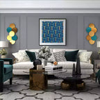Gold & Teal Layered Circle Wall Sculpture | 7-Disc Metal Wall Art | Modern Luxury Decor