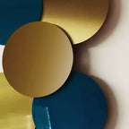 Gold & Teal Layered Circle Wall Sculpture | 7-Disc Metal Wall Art | Modern Luxury Decor