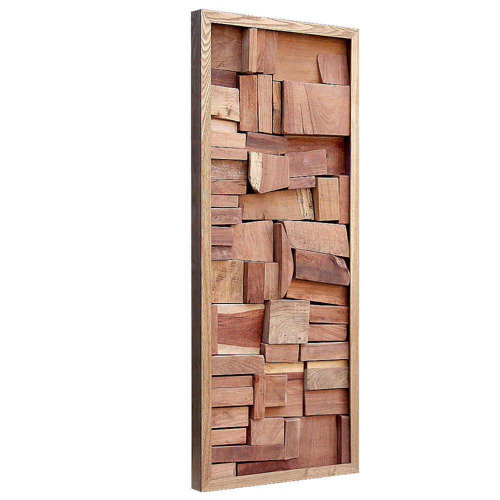 Rosewood Block Mosaic Wall Art – | 50×150cm