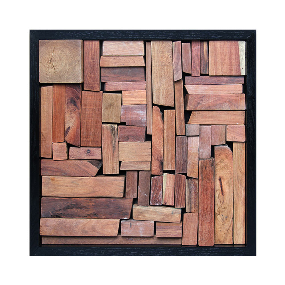 Rosewood Block Mosaic Wall Art – | 50×150cm
