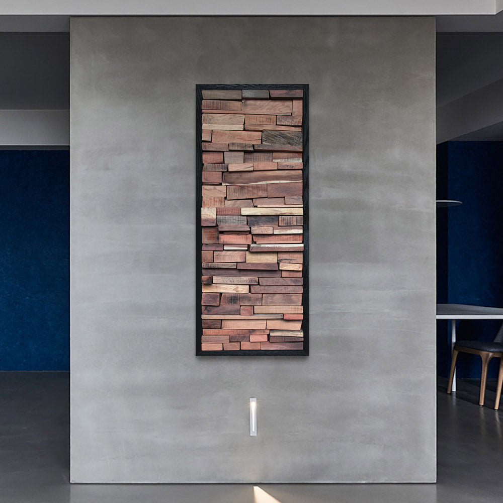 Rosewood Block Mosaic Wall Art – | 50×150cm