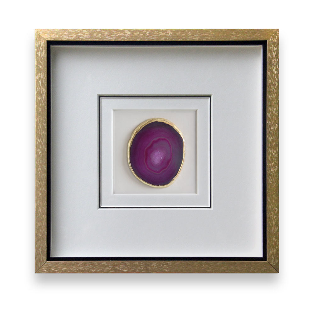 Natural Agate Slice Shadow Box Wall Art | Custom Framed Gemstone Decor